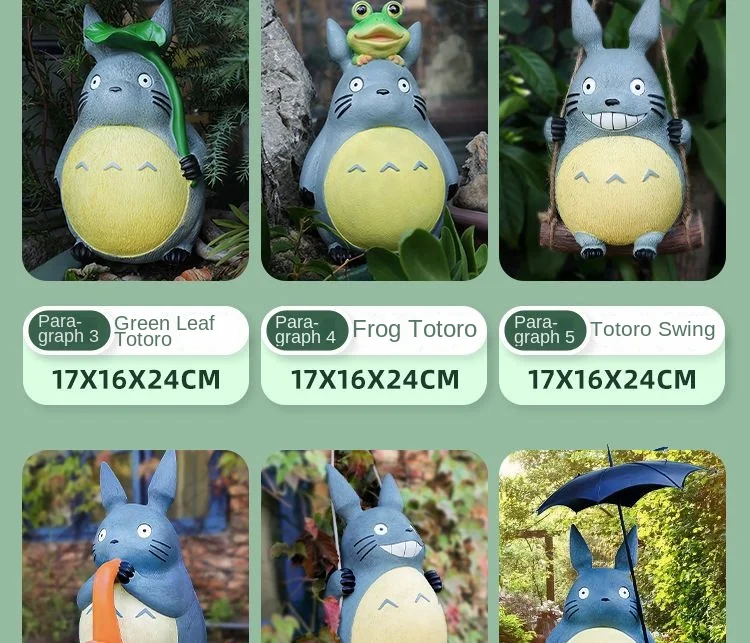 Large Garden Statue Cartoon Anime Totoroed Sculpture Creative Kawaii Miyazakis Hayaos Totoros Resin Figurines Garden Home Decor