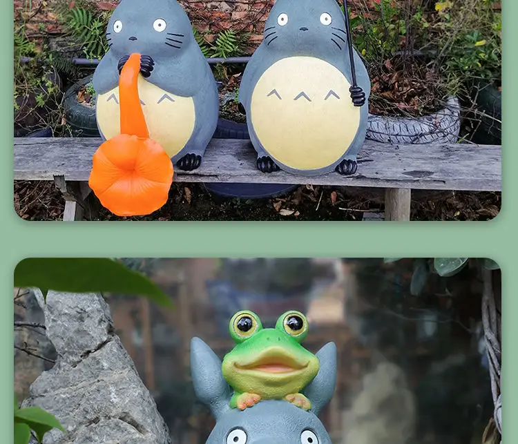Large Garden Statue Cartoon Anime Totoroed Sculpture Creative Kawaii Miyazakis Hayaos Totoros Resin Figurines Garden Home Decor