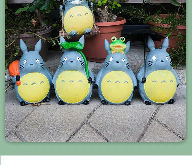Large Garden Statue Cartoon Anime Totoroed Sculpture Creative Kawaii Miyazakis Hayaos Totoros Resin Figurines Garden Home Decor