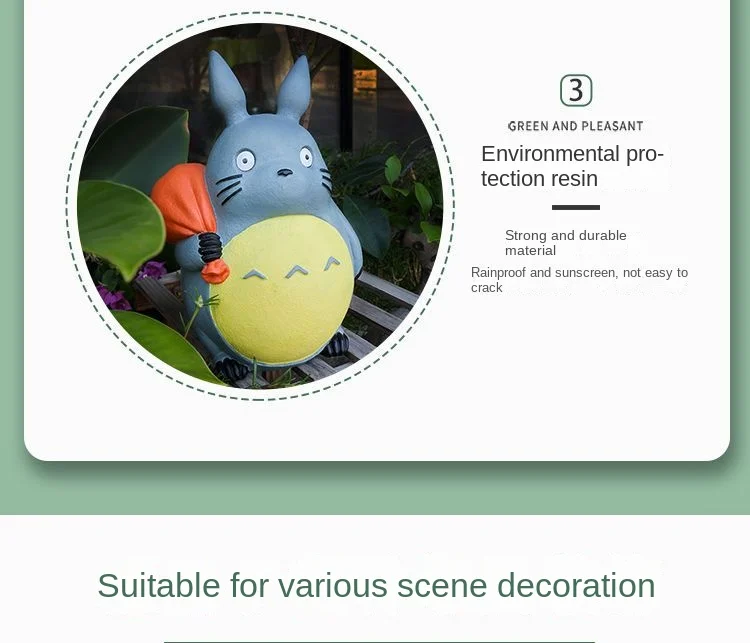 Large Garden Statue Cartoon Anime Totoroed Sculpture Creative Kawaii Miyazakis Hayaos Totoros Resin Figurines Garden Home Decor