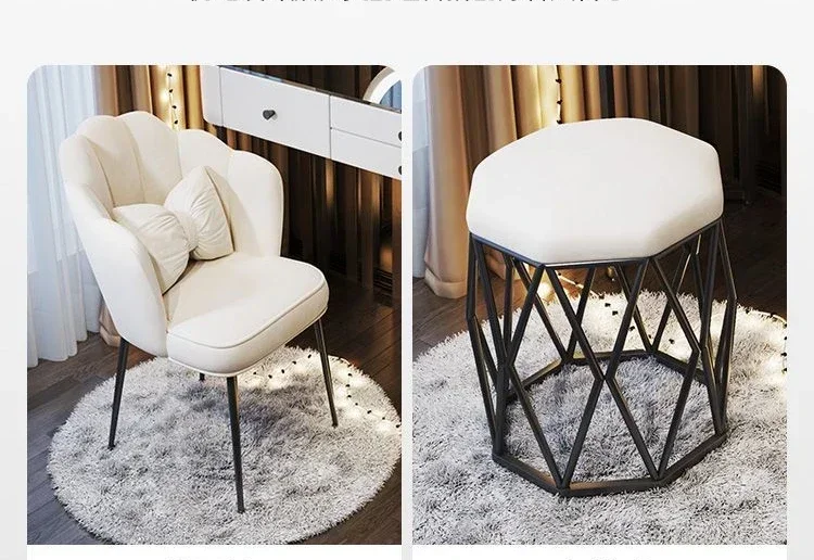 Modern Dressing Table with Smart Wireless Charging Luxury Bedroom Multifunctional Makeup Table with Chair Sound Cloud Led Mirror