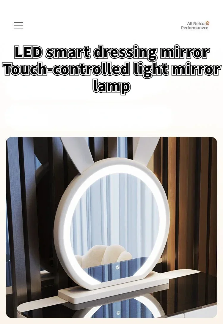 Modern Dressing Table with Smart Wireless Charging Luxury Bedroom Multifunctional Makeup Table with Chair Sound Cloud Led Mirror
