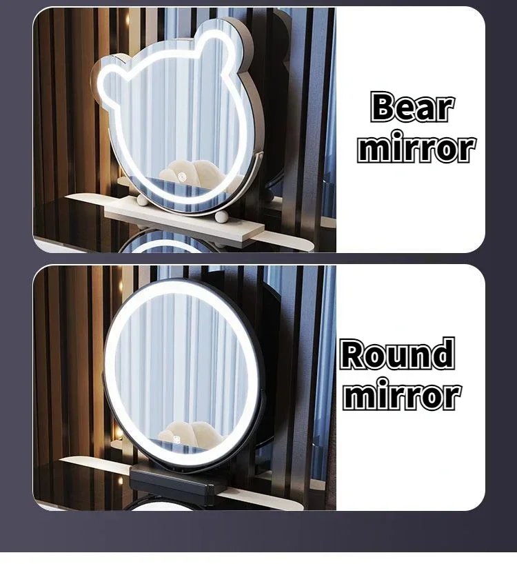 Modern Dressing Table with Smart Wireless Charging Luxury Bedroom Multifunctional Makeup Table with Chair Sound Cloud Led Mirror