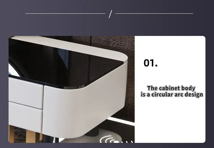 Modern Dressing Table with Smart Wireless Charging Luxury Bedroom Multifunctional Makeup Table with Chair Sound Cloud Led Mirror