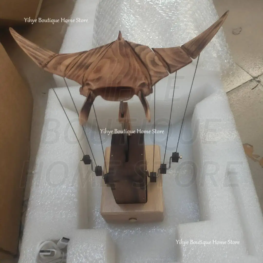 Hand-carved Flying Manta Ray Kinetic Sculpture - Unique Wooden Desktop Ornament for Home/Office Decoration & Gifting Hand-carved Flying Manta Ray Kinetic Sculpture - Unique Wooden Desktop Ornament for Home/Office Decoration & Gifting