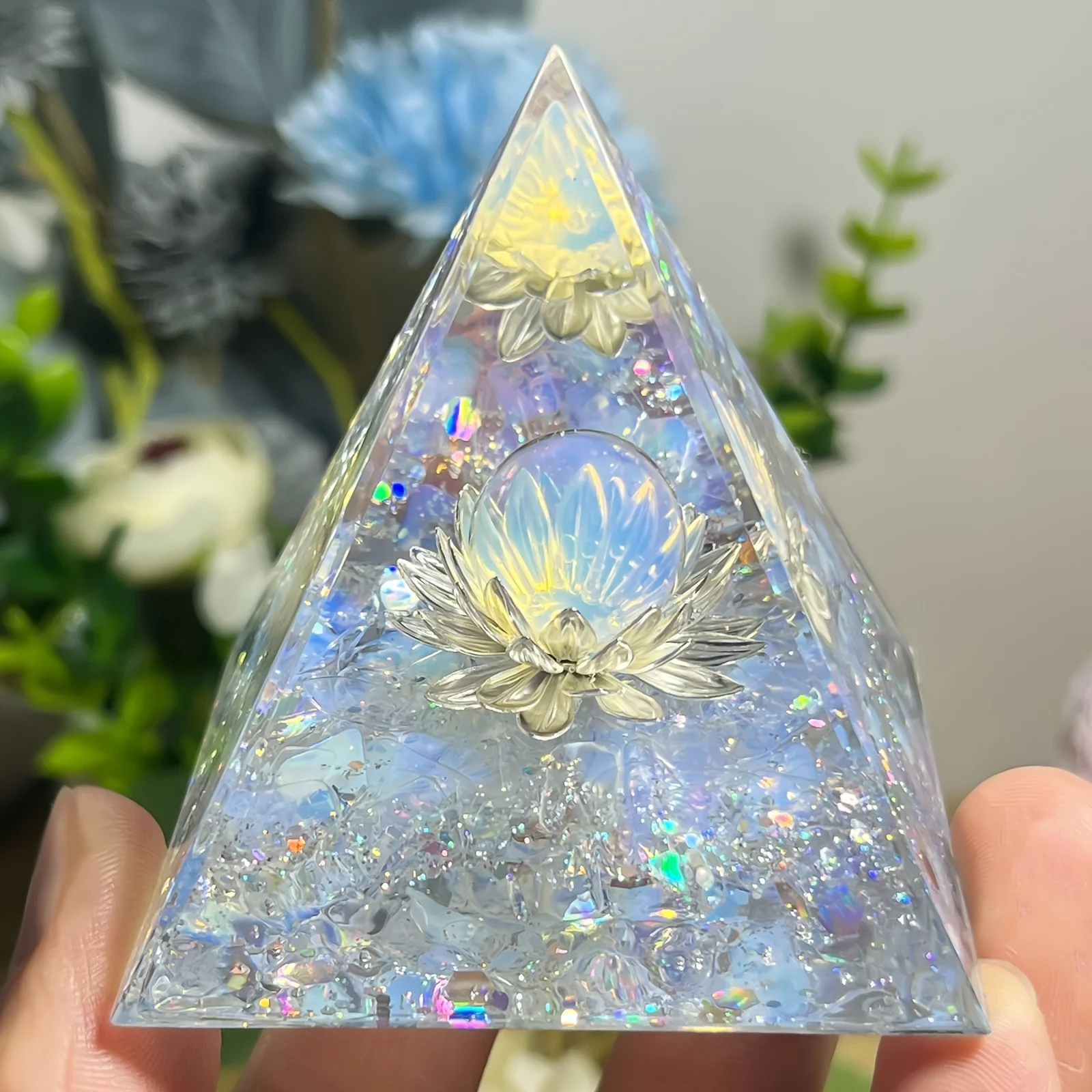 1PC White Lotus Flower Opal Orgone Pyramid Decorative Home Piece Life Flower Design Energy Pyramid for Interior Decoration Color: opal Ships From: China Mainland 1PC White Lotus Flower Opal Orgone Pyramid Decorative Home Piece Life Flower Design Energy Pyramid for Interior Decoration Color: opal Ships From: China Mainland