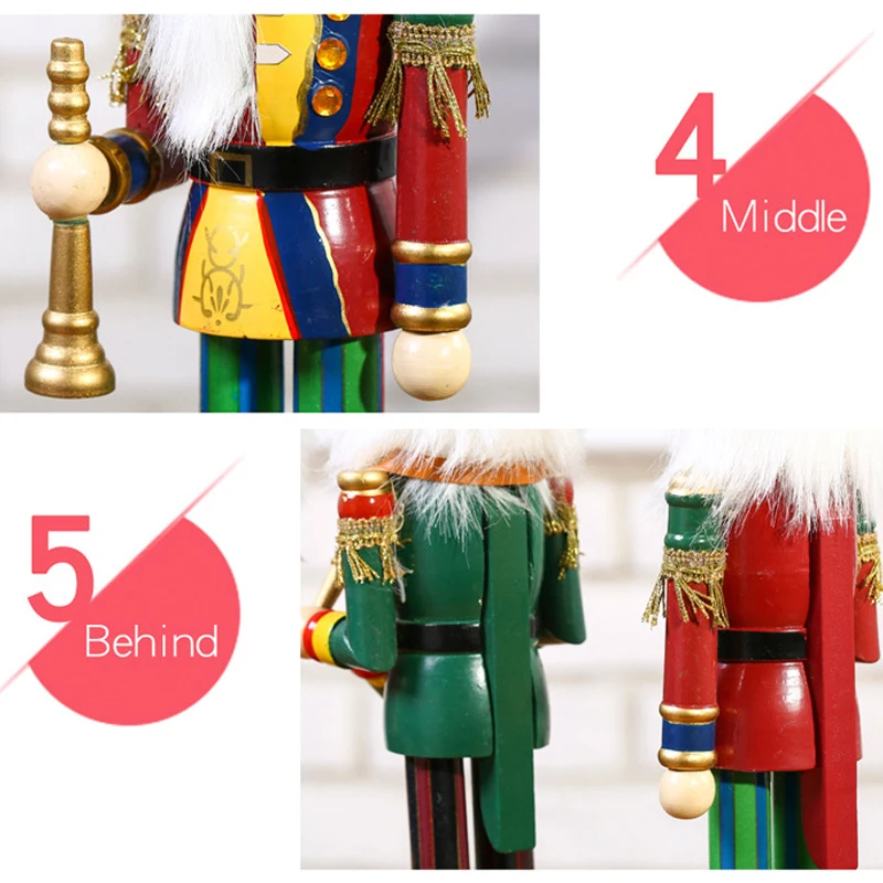 2PCS 30cm Nutcracker Puppet Soldier Decoration Creative Vintage Gift Christmas Wooden Handcraft Home Ornament