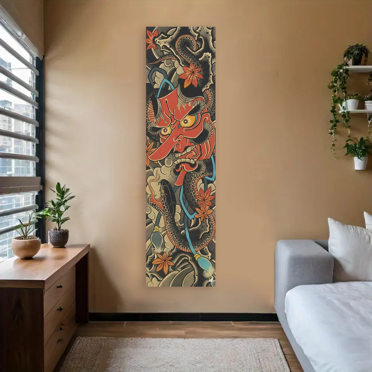 Japanese Ocean Waves Wall Decoration Tapestry Red Sun & Ocean Waves Landscape Aesthetic Tapestry Wall Hanging Home Room Decor