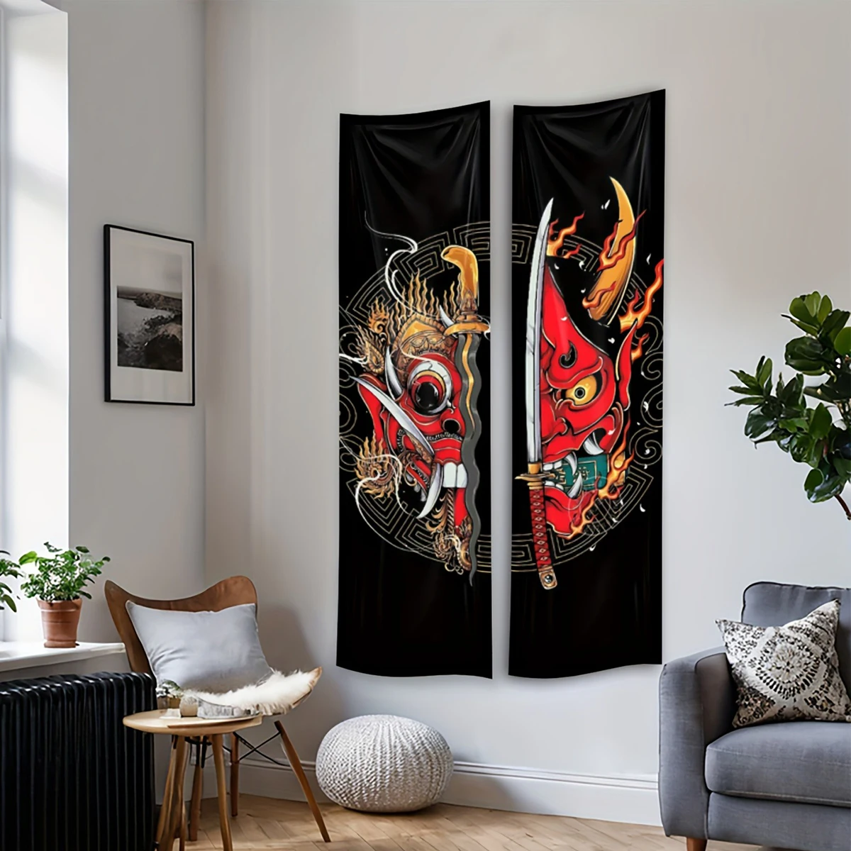 Japanese Ocean Waves Wall Decoration Tapestry Red Sun & Ocean Waves Landscape Aesthetic Tapestry Wall Hanging Home Room Decor