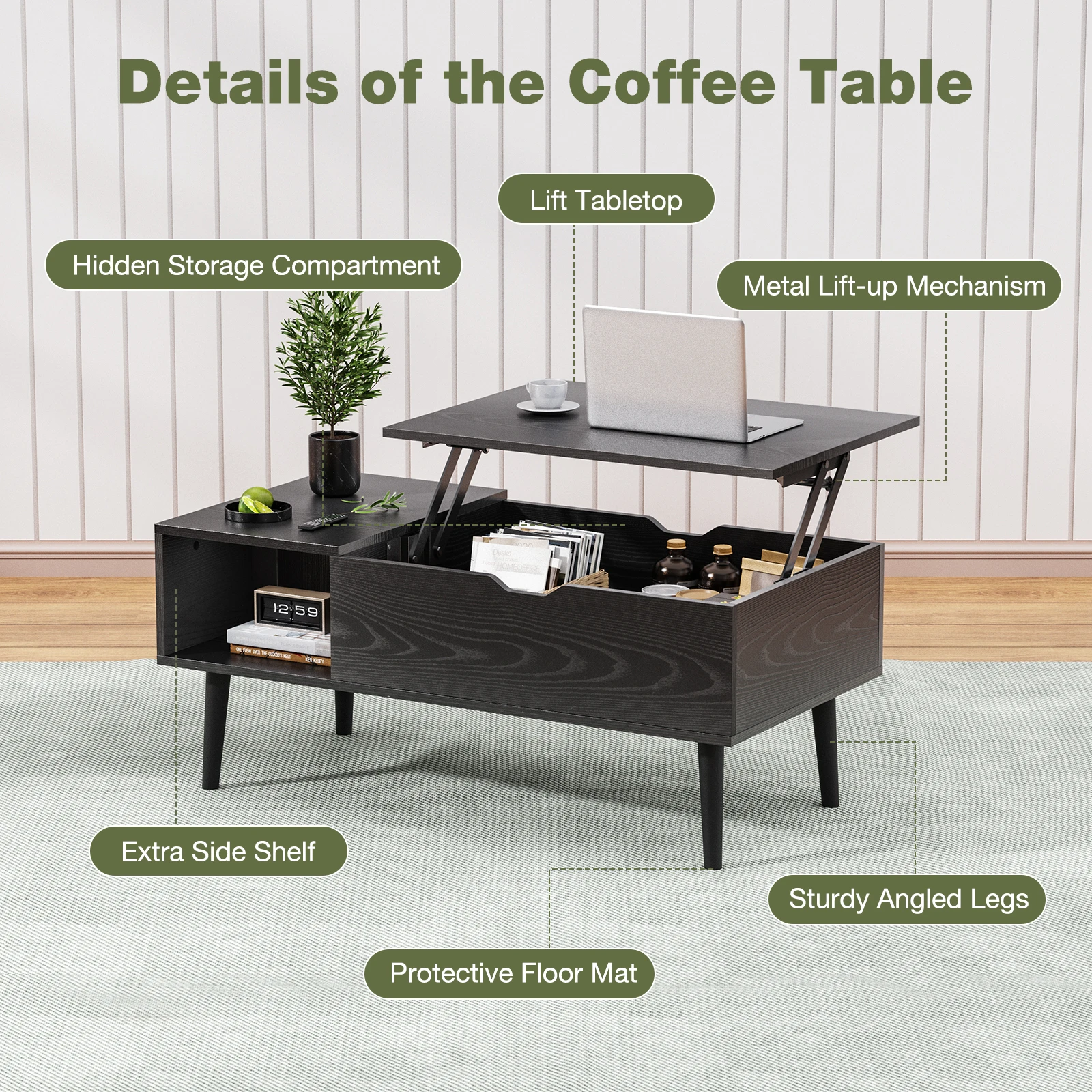 JHK Lift Top Coffee Tables For Living Room 39.37