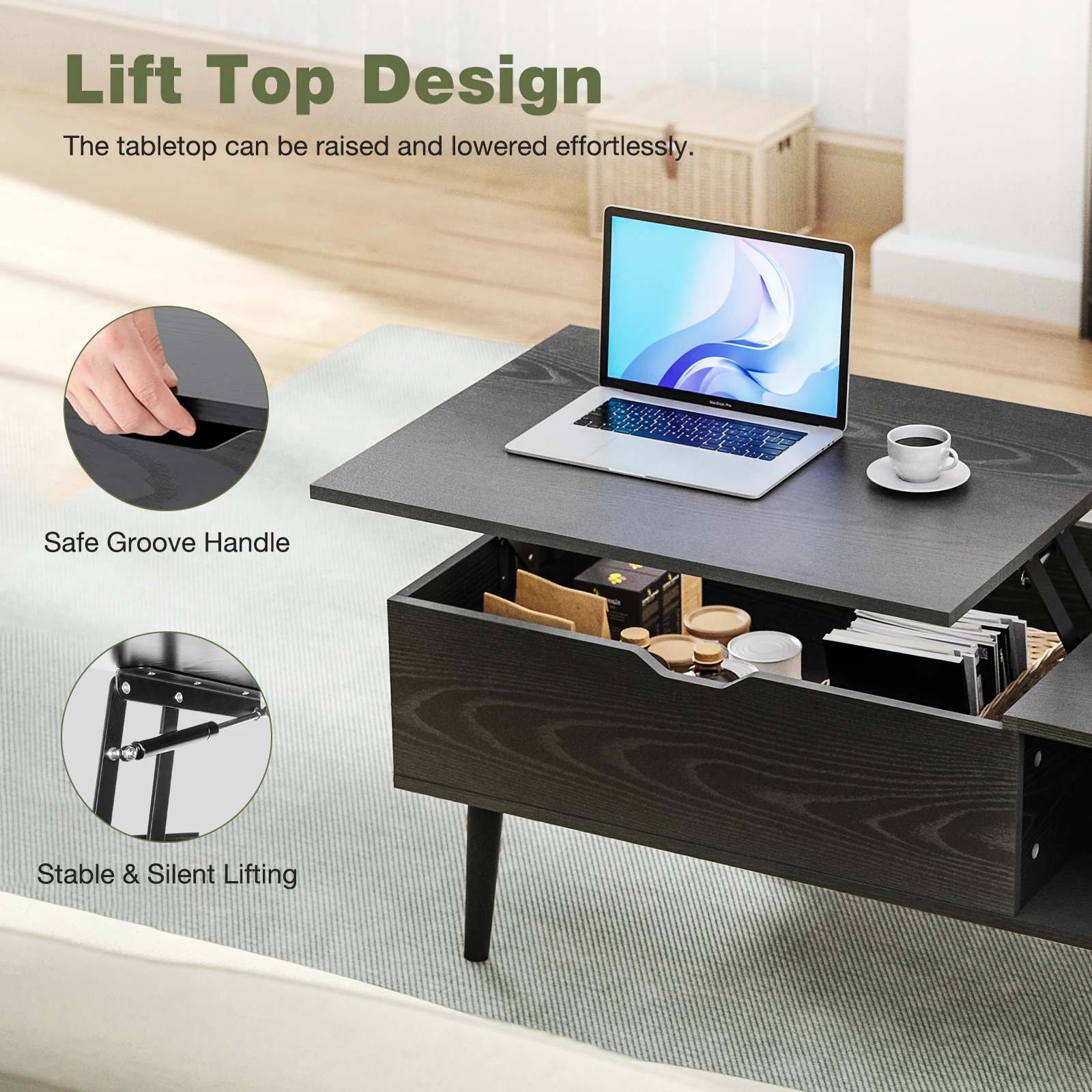 JHK Lift Top Coffee Tables For Living Room 39.37