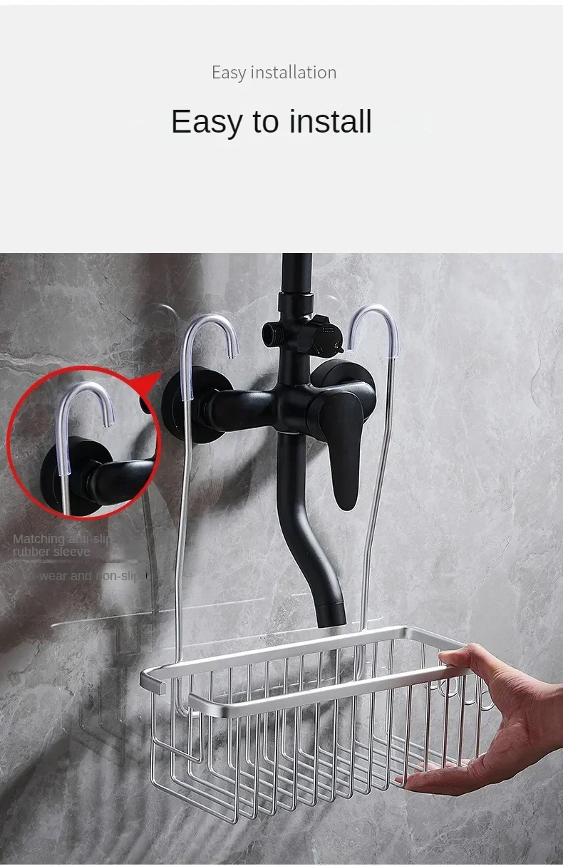 Aluminium Bathroom Shelf Without Drilling, Shower Shelf Shelves Shampoo Holder, Basket Storage Organizer Bathroom Accessories