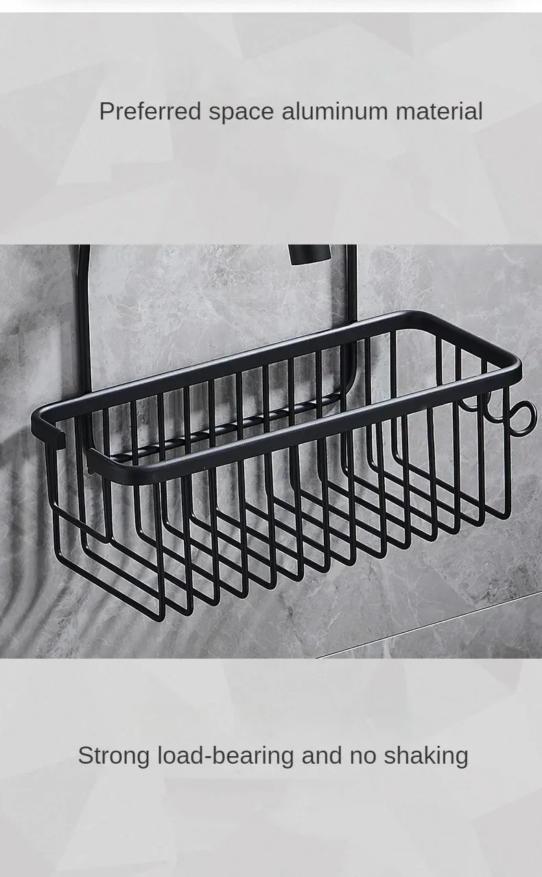 Aluminium Bathroom Shelf Without Drilling, Shower Shelf Shelves Shampoo Holder, Basket Storage Organizer Bathroom Accessories