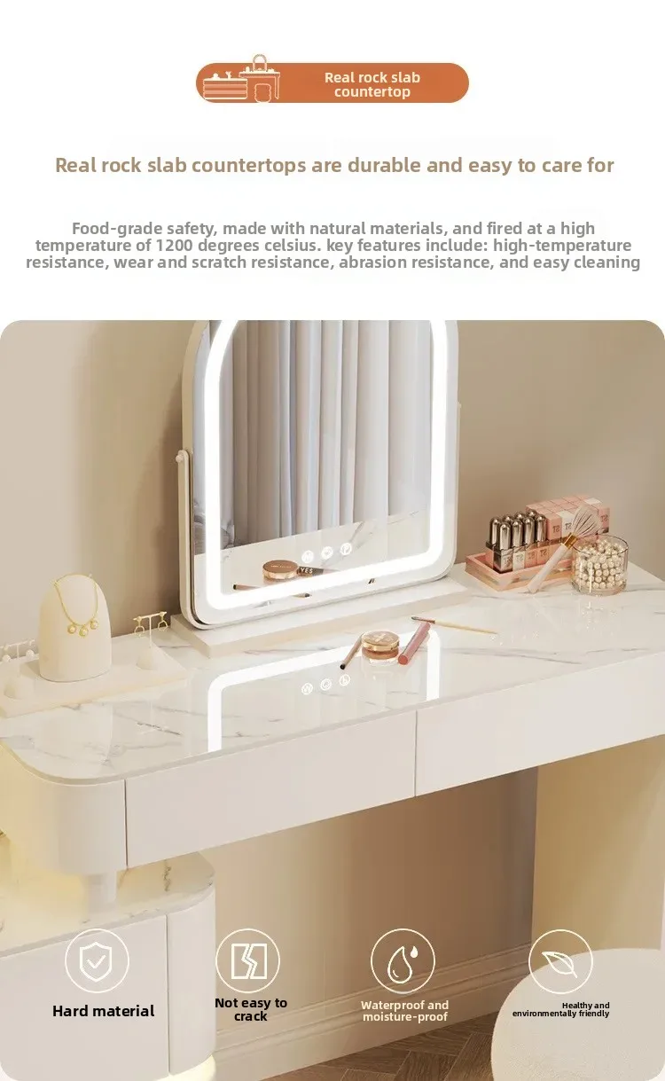 Nordic Dressing Table with 6 Drawers Organizer Simple Makeup Vanity Table Soild Wood Chair Muebles De Dormitorio Furniture