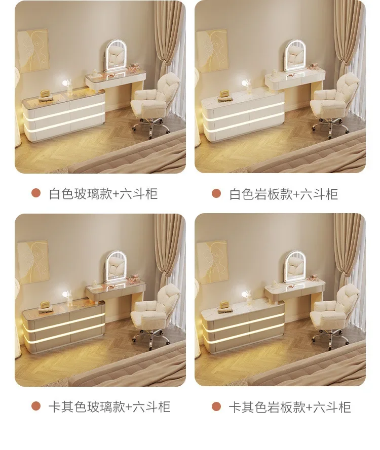 Nordic Dressing Table with 6 Drawers Organizer Simple Makeup Vanity Table Soild Wood Chair Muebles De Dormitorio Furniture