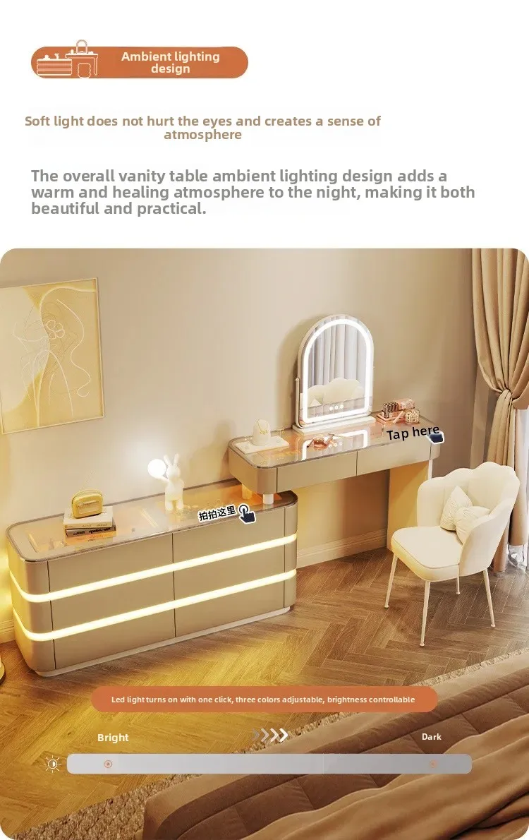 Nordic Dressing Table with 6 Drawers Organizer Simple Makeup Vanity Table Soild Wood Chair Muebles De Dormitorio Furniture