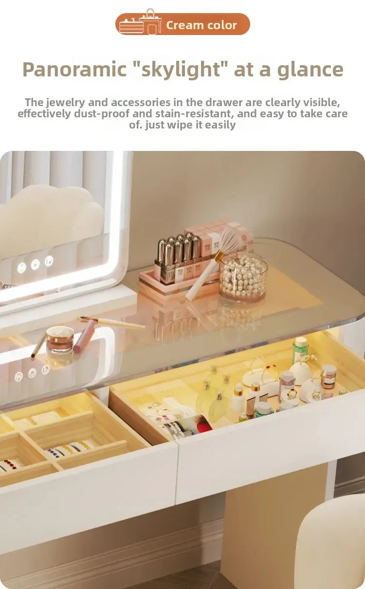 Nordic Dressing Table with 6 Drawers Organizer Simple Makeup Vanity Table Soild Wood Chair Muebles De Dormitorio Furniture