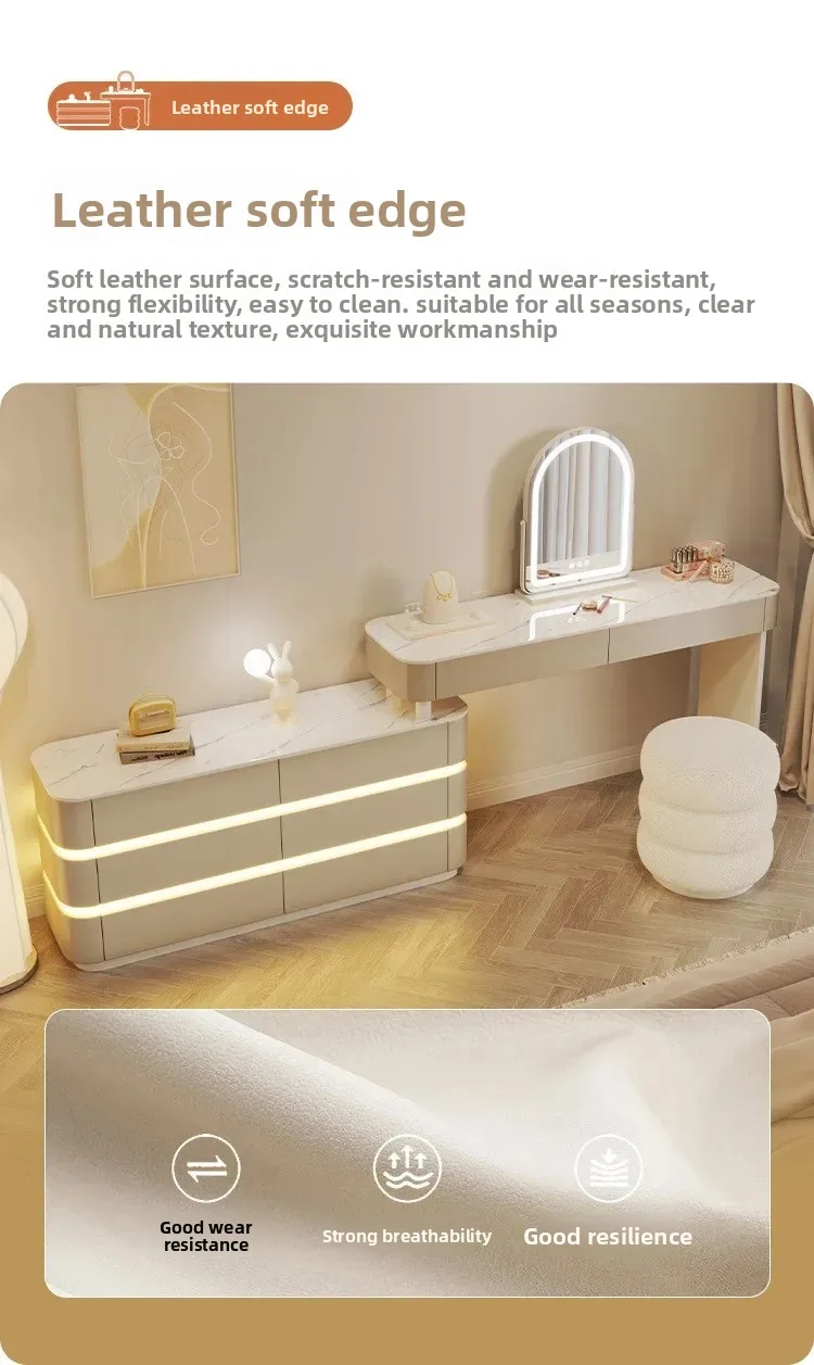 Nordic Dressing Table with 6 Drawers Organizer Simple Makeup Vanity Table Soild Wood Chair Muebles De Dormitorio Furniture