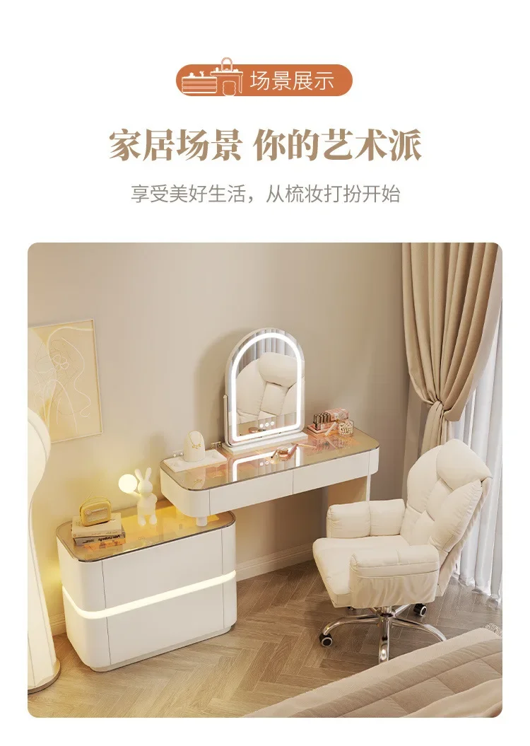 Nordic Dressing Table with 6 Drawers Organizer Simple Makeup Vanity Table Soild Wood Chair Muebles De Dormitorio Furniture