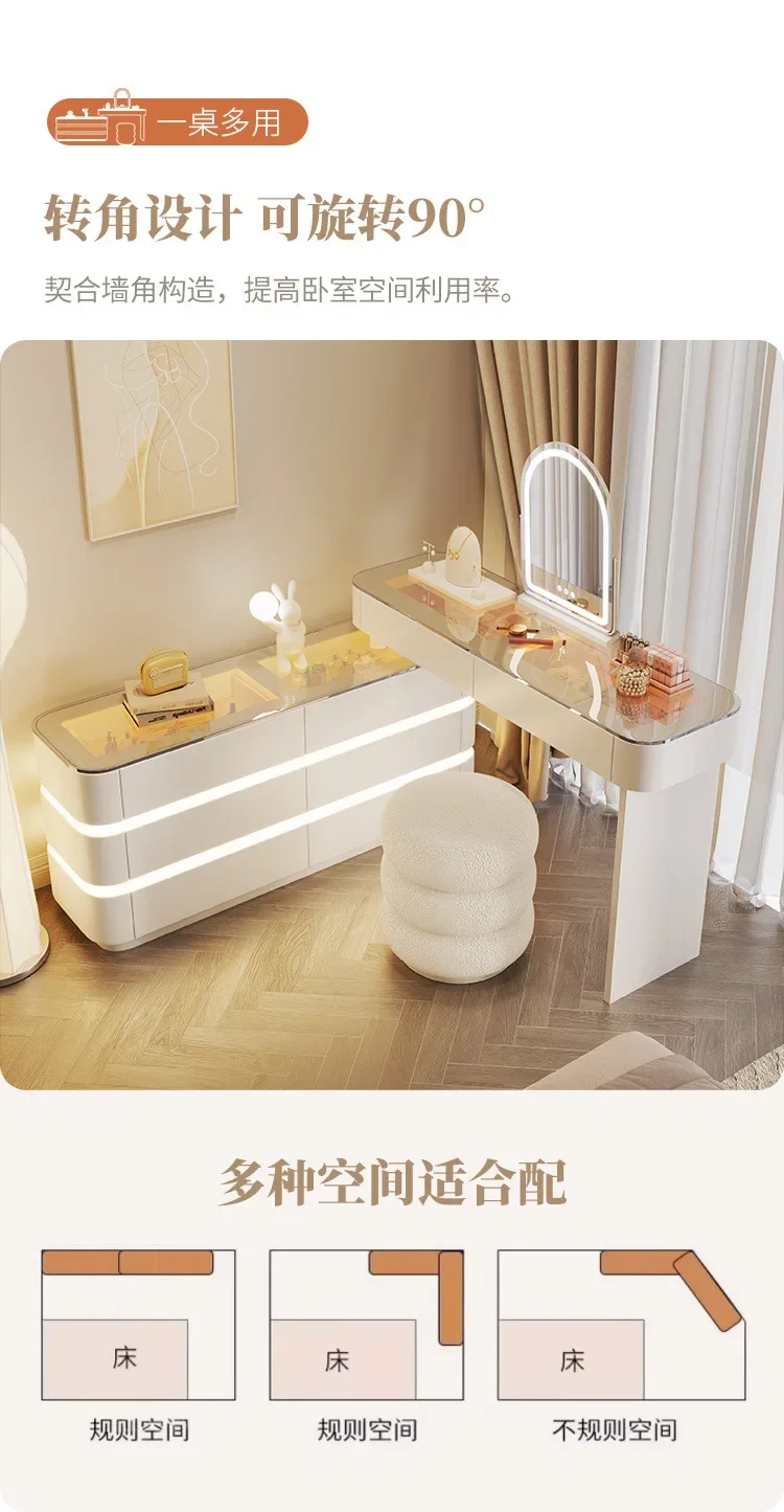 Nordic Dressing Table with 6 Drawers Organizer Simple Makeup Vanity Table Soild Wood Chair Muebles De Dormitorio Furniture