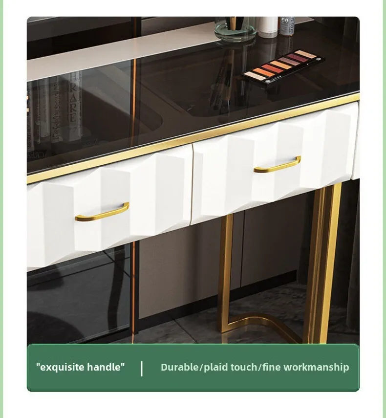 Multi-functional Smart Dresser,Wireless Charging Light Luxury Nordic Bedroom Makeup Table,Modern Simple Princess Dressing Table