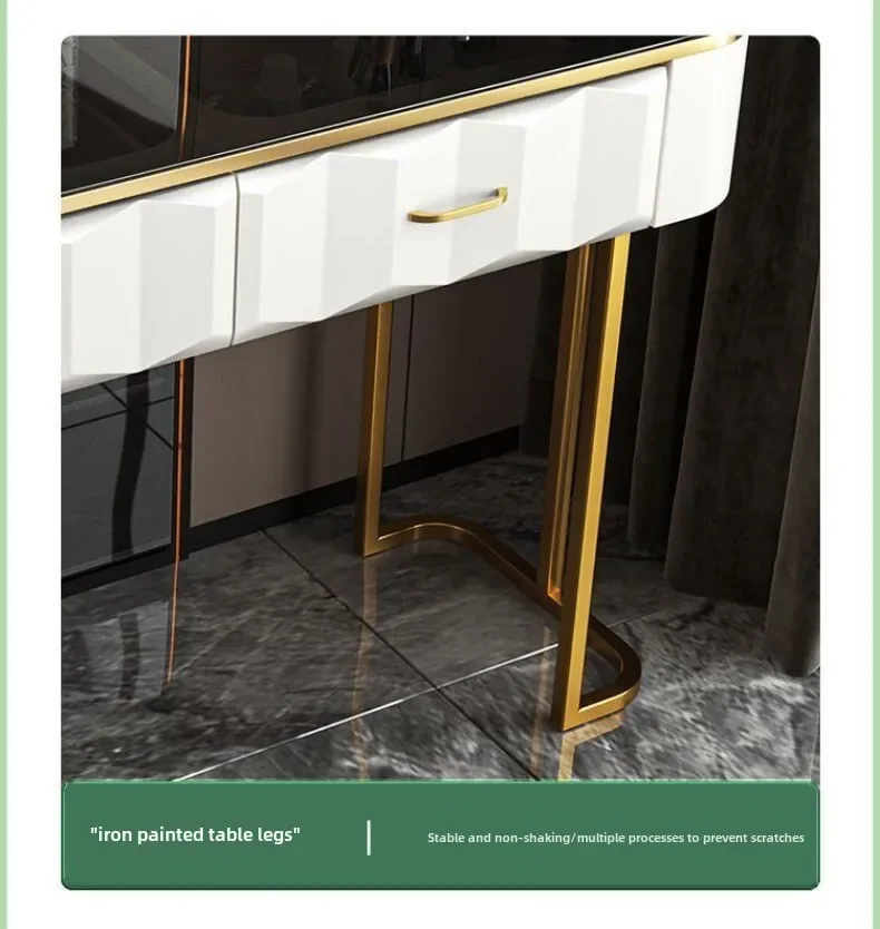 Multi-functional Smart Dresser,Wireless Charging Light Luxury Nordic Bedroom Makeup Table,Modern Simple Princess Dressing Table