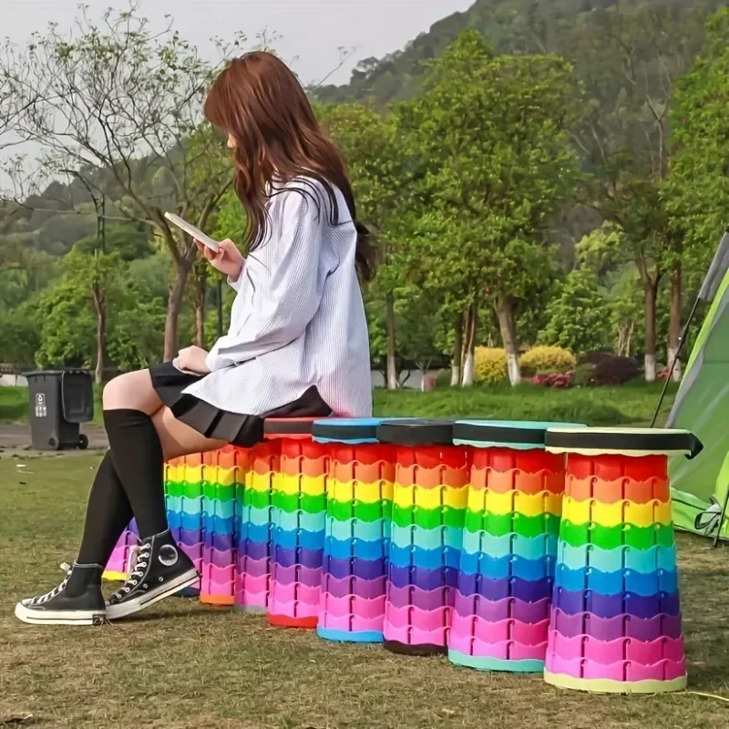 New Portable Telescopic Folding Stool Suitable for Hiking, Camping Outdoor Travel and Fishing -adjustable Height and Lightweight