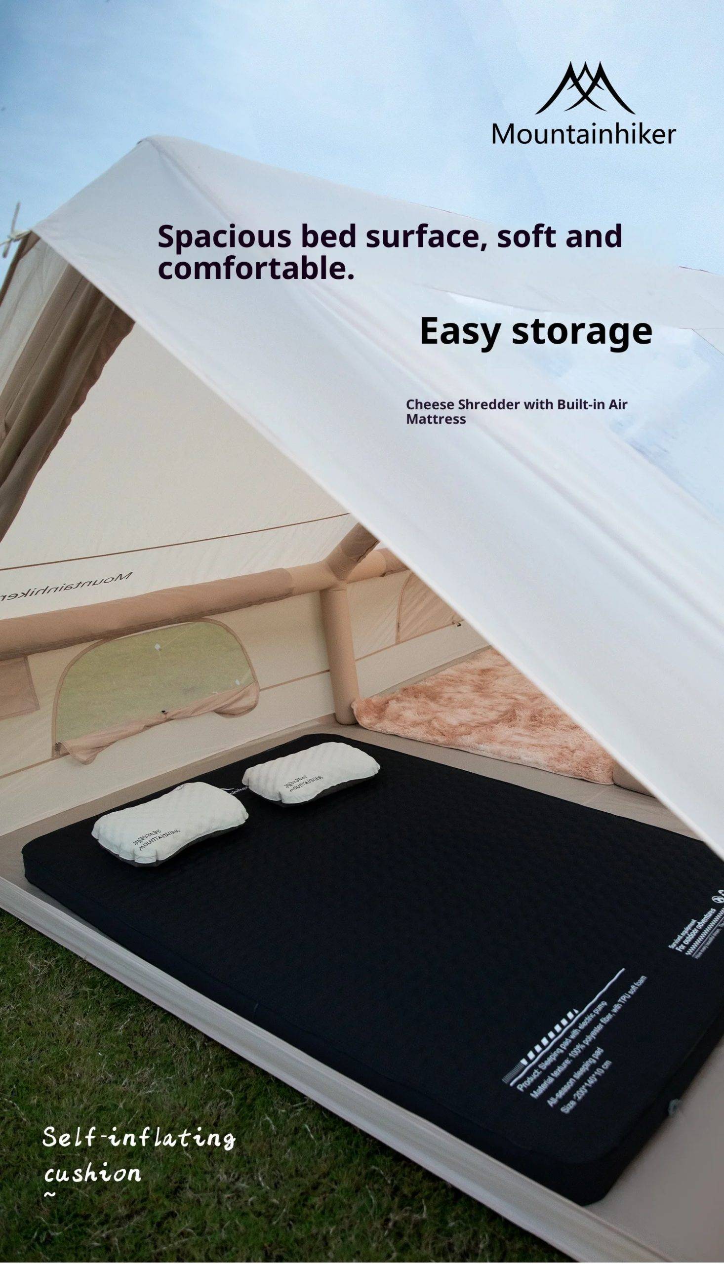 Portable Self-Inflating Thickened Sponge Pad Outdoor Mattress with Integrated Air Pump for Camping And Travel