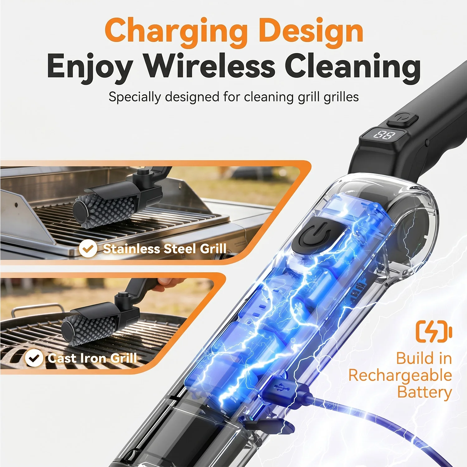 BBQ Grill Brush 3-Speed Settings Electric Grill Brush,180° Adjustable Head,90 Mins Grill Cleaner for Outdoor Griddles Smokers BBQ Grill Brush 3-Speed Settings Electric Grill Brush,180° Adjustable Head,90 Mins Grill Cleaner for Outdoor Griddles Smokers