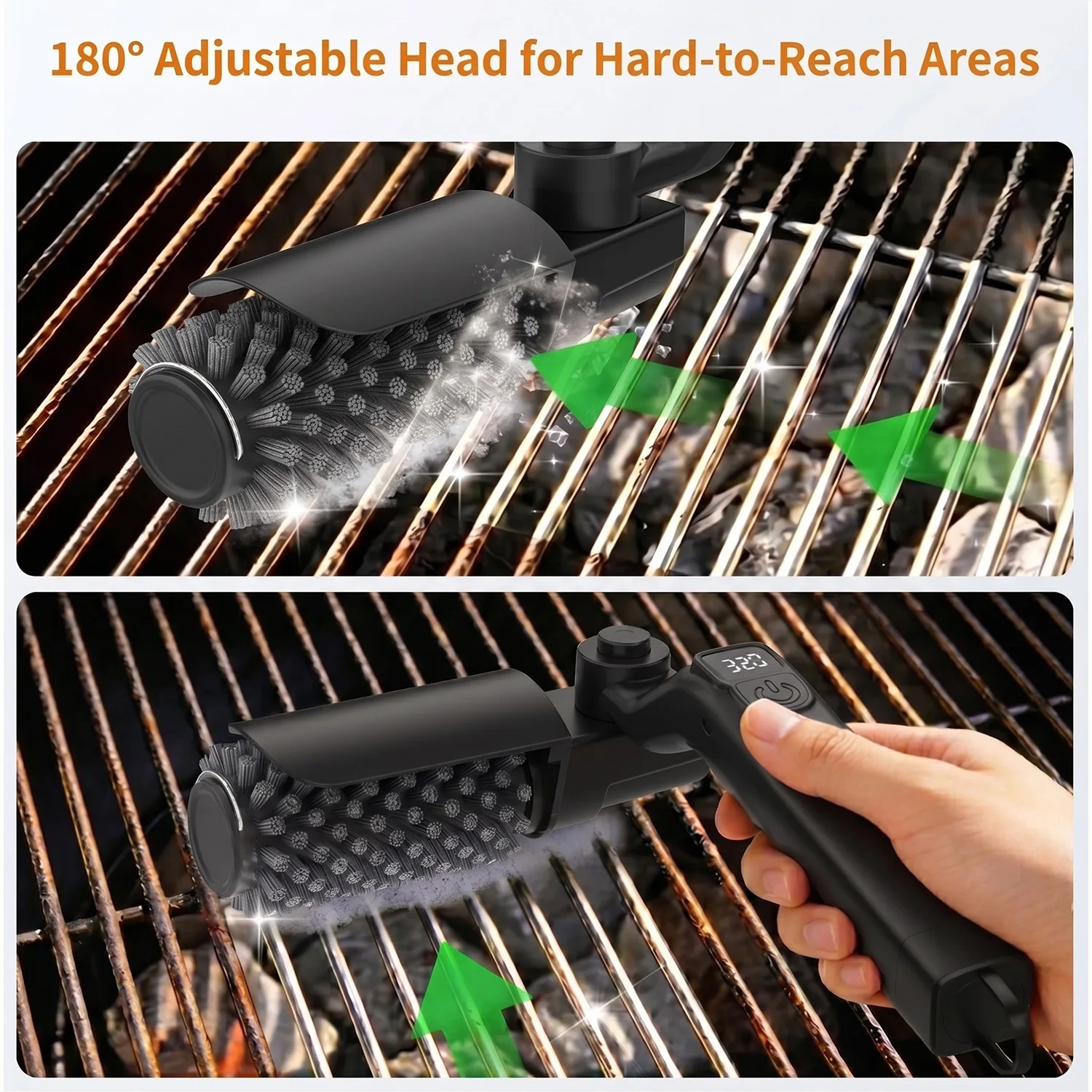 BBQ Grill Brush 3-Speed Settings Electric Grill Brush,180° Adjustable Head,90 Mins Grill Cleaner for Outdoor Griddles Smokers BBQ Grill Brush 3-Speed Settings Electric Grill Brush,180° Adjustable Head,90 Mins Grill Cleaner for Outdoor Griddles Smokers