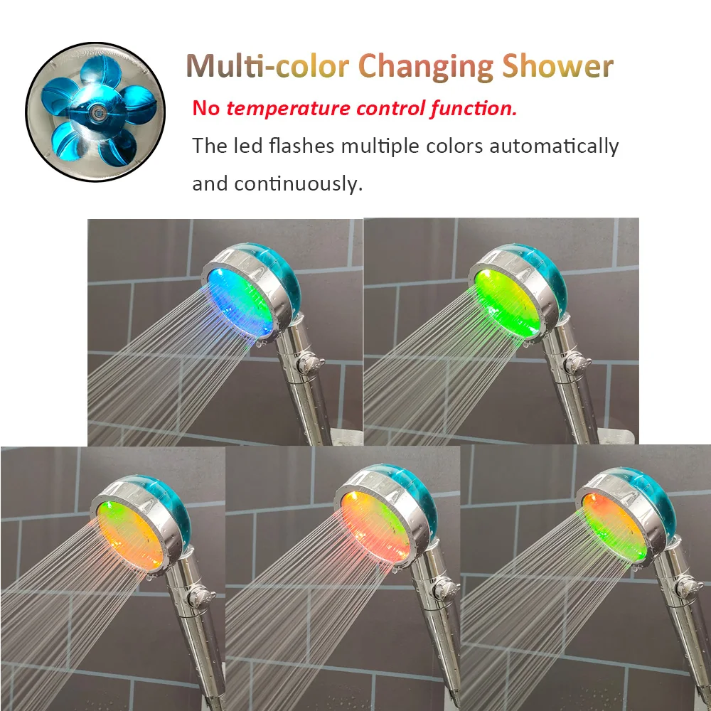 3/7 Colors Changes Led Shower Head with Propeller Stop Button Turbocharging High Pressure Showerhead Temperature Display Shower 3/7 Colors Changes Led Shower Head with Propeller Stop Button Turbocharging High Pressure Showerhead Temperature Display Shower