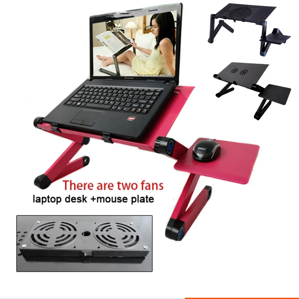 Adjustable Laptop Desk Stand Cooler fan Portable Ergonomic Lapdesk For Bed Sofa PC Notebook Table Desk With Mouse Pad Aluminum Adjustable Laptop Desk Stand Cooler fan Portable Ergonomic Lapdesk For Bed Sofa PC Notebook Table Desk With Mouse Pad Aluminum