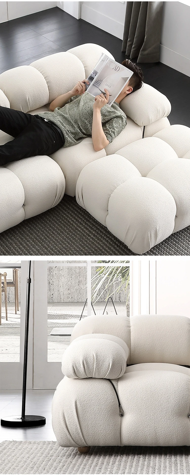 Any Size Custom Cream Teddy Fabric Modular Sofa Combine Modules High Elastic Latex Foam Fill Nordic Minimalist Living Room Sofa Any Size Custom Cream Teddy Fabric Modular Sofa Combine Modules High Elastic Latex Foam Fill Nordic Minimalist Living Room Sofa