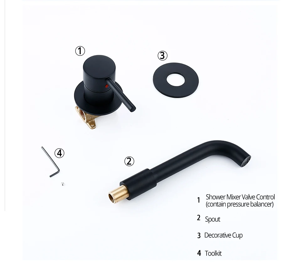 Bathroom Basin Faucet Sink Tap Wash Mixer Hot And Cold Water Wall Mounted Spout Bath Single Handle Ceramic Cartridge Crane