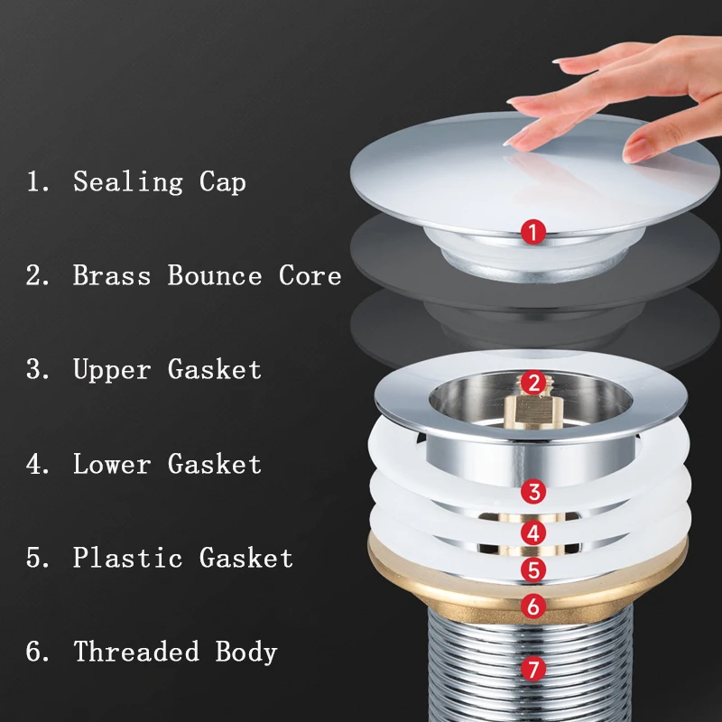 Bathroom Basin Sink Brass Pop Up Drain Waste Stoppers With or Without Overflow Hole Washbasin Bathroom Faucet Accessories
