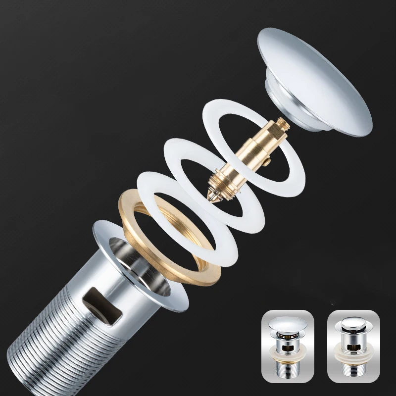 Bathroom Basin Sink Brass Pop Up Drain Waste Stoppers With or Without Overflow Hole Washbasin Bathroom Faucet Accessories