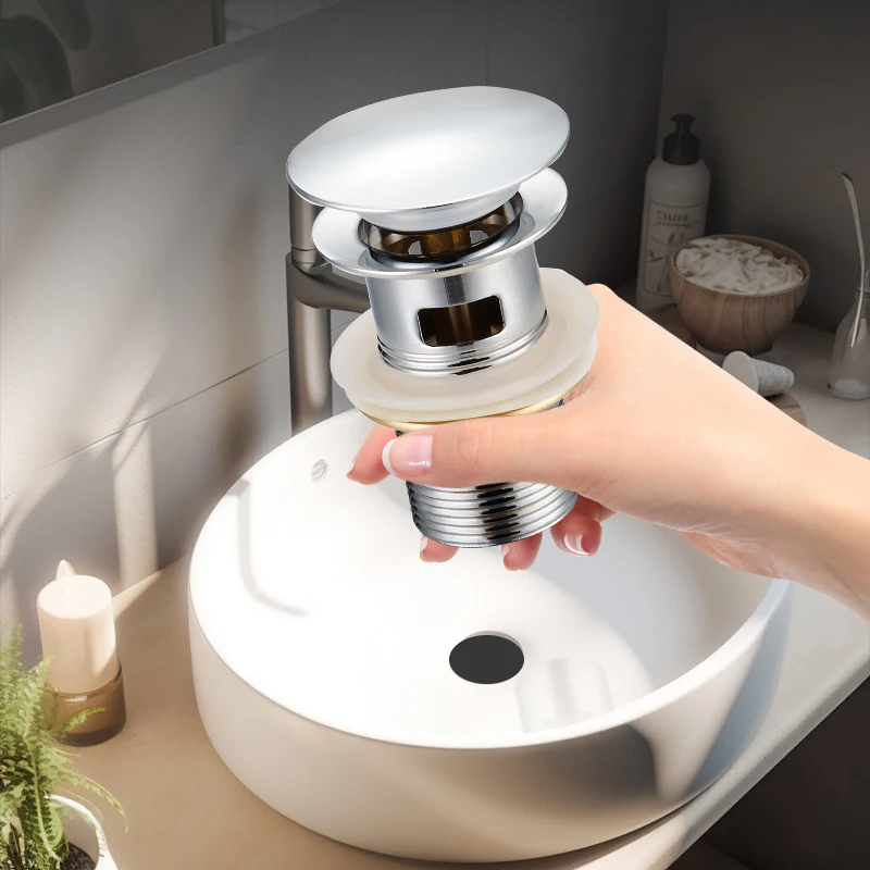 Bathroom Basin Sink Brass Pop Up Drain Waste Stoppers With or Without Overflow Hole Washbasin Bathroom Faucet Accessories