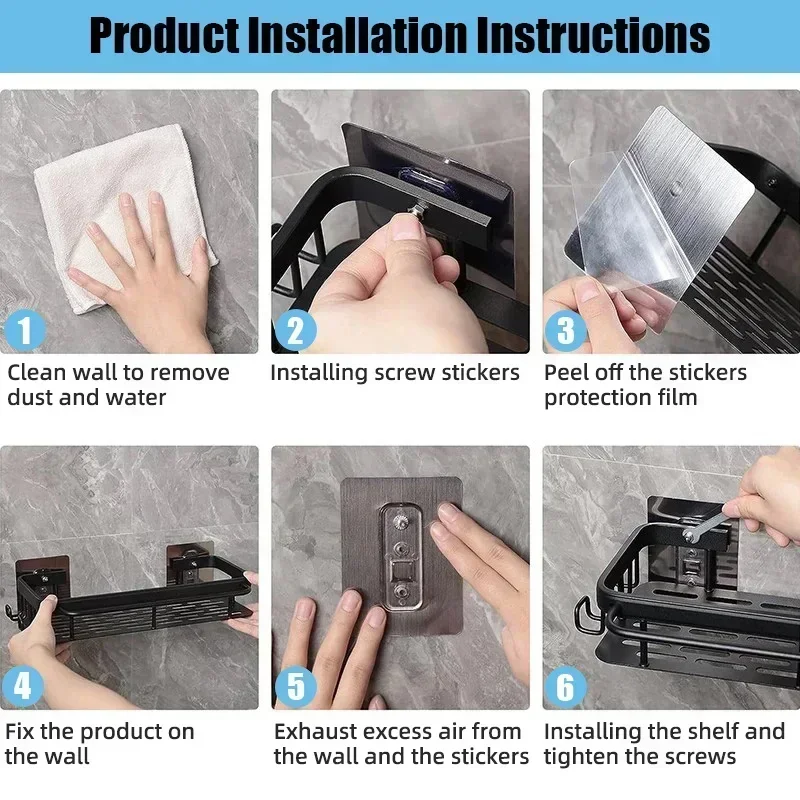 Bathroom Shelf Kitchen Storage Organizer Aluminum Alloy Shampoo Rack Shower Shelf Bathroom Accessories No Drill Shelf Bathroom Shelf Kitchen Storage Organizer Aluminum Alloy Shampoo Rack Shower Shelf Bathroom Accessories No Drill Shelf