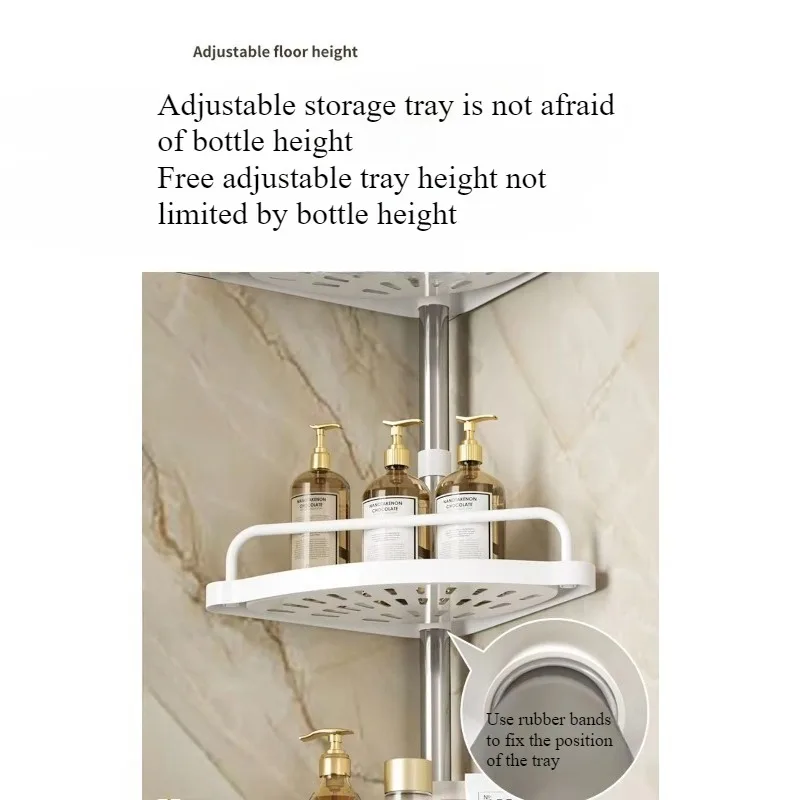 Bathroom rack Stainless steel telescopic rod is upright, toilet storage wall turns corner three