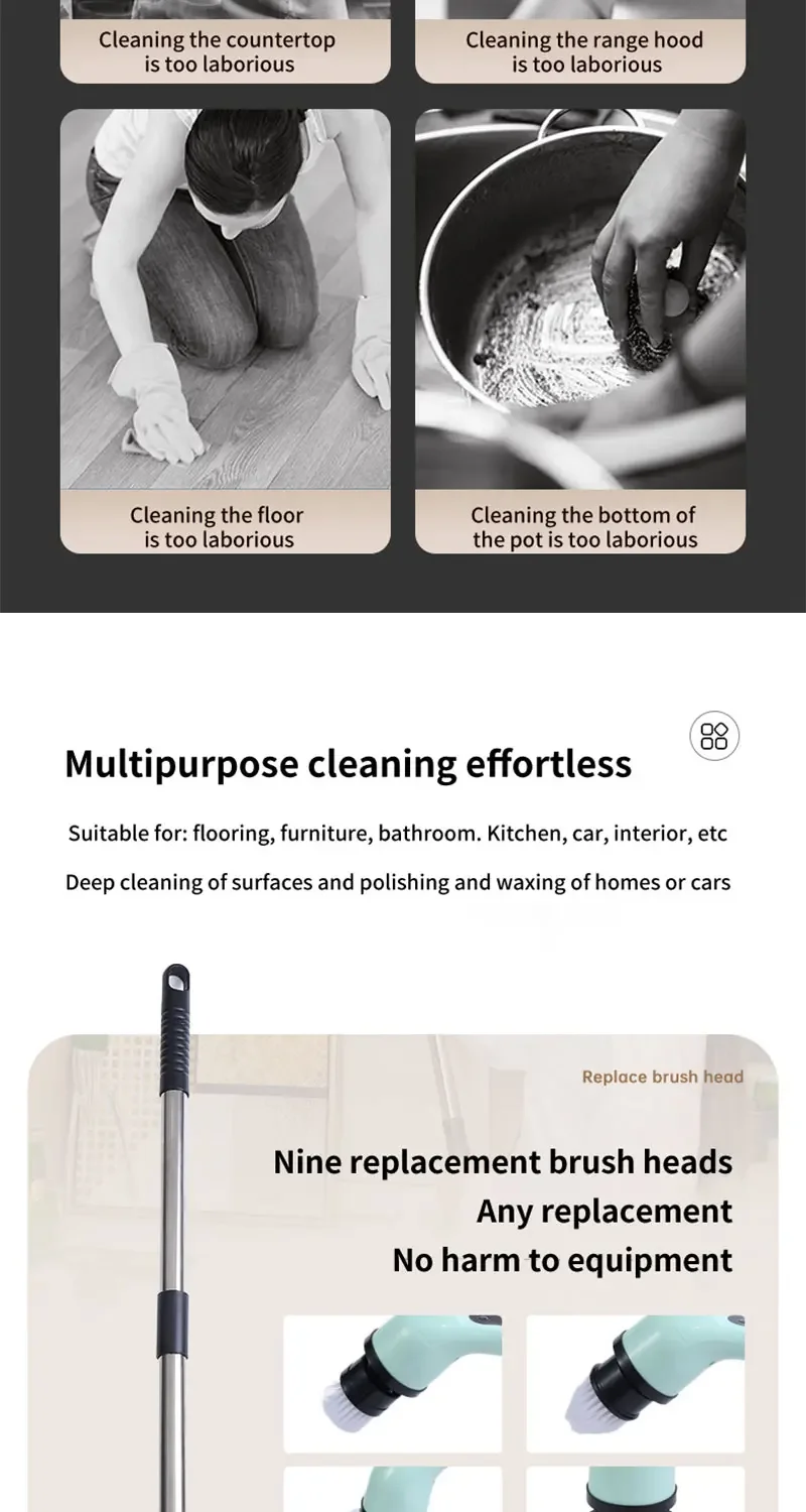 Cordless Spin Scrubber Electric Multipurpose Cleaning Brush for Kitchen Bathroom Toilet - Household Hair Brushes And Mops Cordless Spin Scrubber Electric Multipurpose Cleaning Brush for Kitchen Bathroom Toilet - Household Hair Brushes And Mops