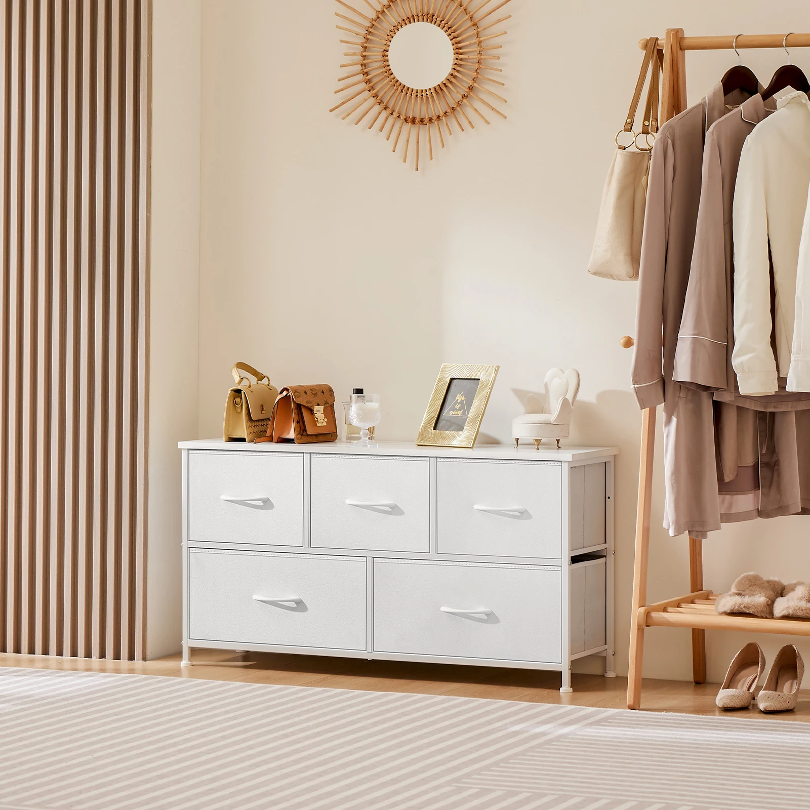 JHK Wardrobes For Bedroom With 5/7/10 White Lover Fabric Drawers Chest Wardrobe Closet For Storage Cabinet Bedroom Of Furniture