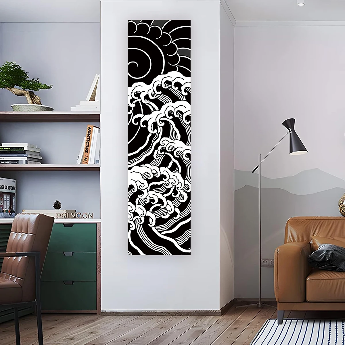 Japanese Ocean Waves Wall Decoration Tapestry Red Sun & Ocean Waves Landscape Aesthetic Tapestry Wall Hanging Home Room Decor