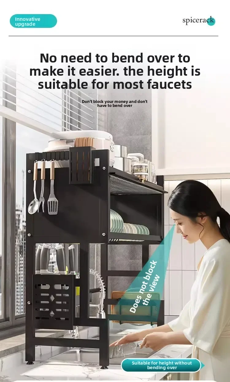 Kitchen Sink Shelf Sink Sink Dust Bowl Storage Cabinet Multifunctional Dish Drain Rack