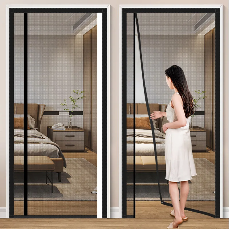 DTGJ Magnetic Door Screen,Black Side Door Magnetic Mosquito Net,Insect Proof Flight,Summer and Kitchen Indoor Invisible Net