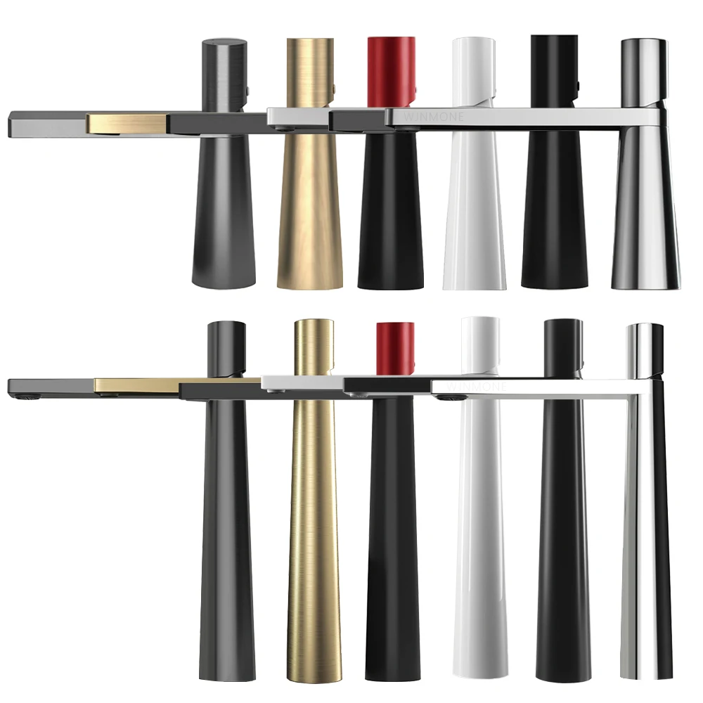 Modern Basin Faucet Brushed Gold Brass Bathroom Mixer Faucet Grey Washbasin Faucet Single Handle Single Hole Wash Sink Water Tap