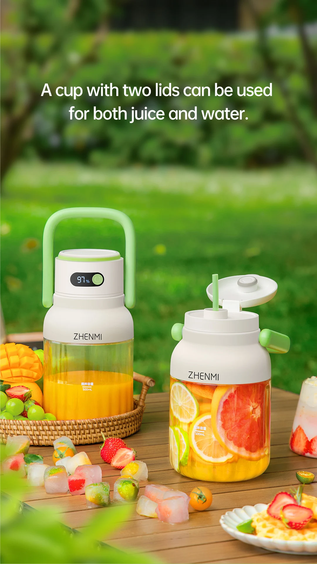 Portable Juicer, 33oz. Vessel, USB-C Rechargeable, Easy To Clean, Suitable For Juicing Fruits And Vegetable,