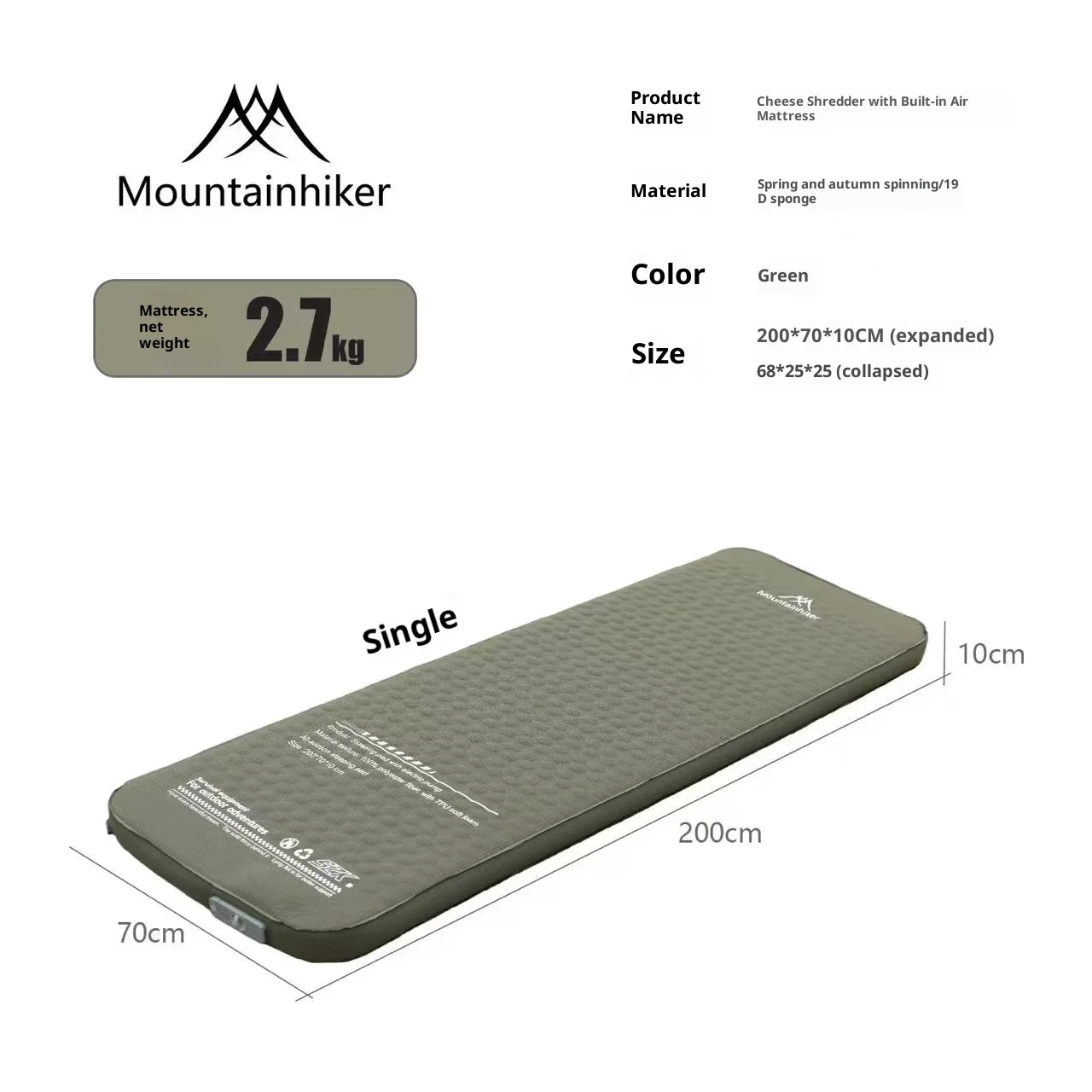Portable Self-Inflating Thickened Sponge Pad Outdoor Mattress with Integrated Air Pump for Camping And Travel Portable Self-Inflating Thickened Sponge Pad Outdoor Mattress with Integrated Air Pump for Camping And Travel