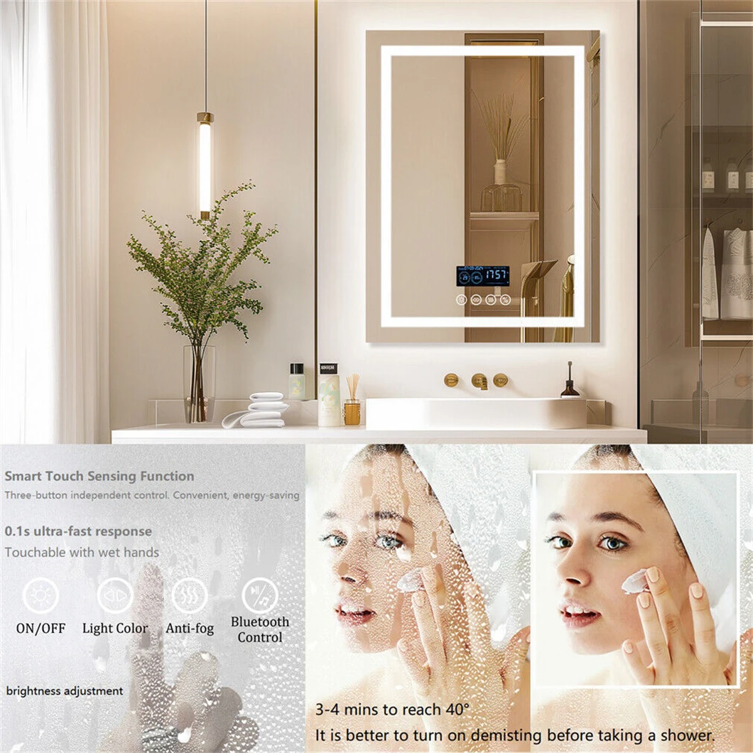 Smart LED Bathroom Mirror Rectangle Wall Mount Mirror w Bluetooth Speaker BATHROOM ACCESSORIES Smart LED Bathroom Mirror Rectangle Wall Mount Mirror w Bluetooth Speaker BATHROOM ACCESSORIES