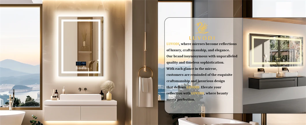 Smart LED Bathroom Mirror Rectangle Wall Mount Mirror w Bluetooth Speaker,Time,Temperature,Light Memory,Front & Backlit,Anti-Fog Smart LED Bathroom Mirror Rectangle Wall Mount Mirror w Bluetooth Speaker,Time,Temperature,Light Memory,Front & Backlit,Anti-Fog