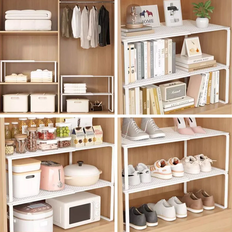 Stackable Telescopic Closet Shelf Retractable Expandable Wardrobe Divider Board Adjustable Layered Partition Cabinet Organizer Stackable Telescopic Closet Shelf Retractable Expandable Wardrobe Divider Board Adjustable Layered Partition Cabinet Organizer